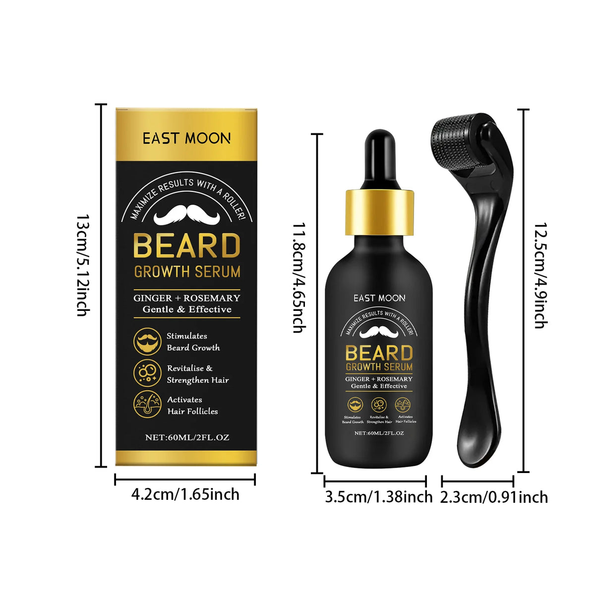 60ML Beard Growth Serum Gentle Cleaning Dirts Nourishing Revitalise Strengthening Hair Volumizing Smoothing Bread Growing Serum