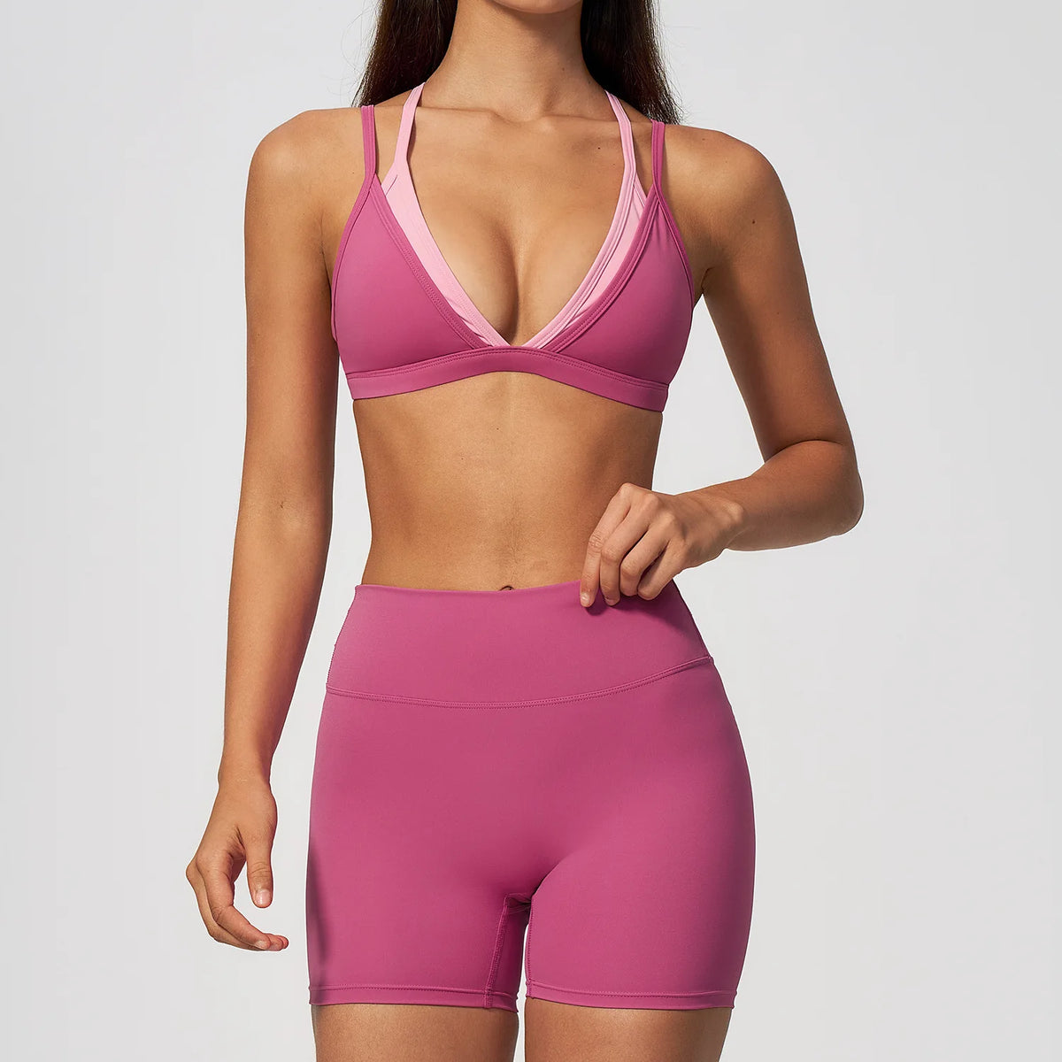 NCLAGEN Yoga Sets Women Gym Clothes Sport Bra And Short Fitness Suit 2 Piece Workout Fitness Pilates Sportswear Speed Activewear