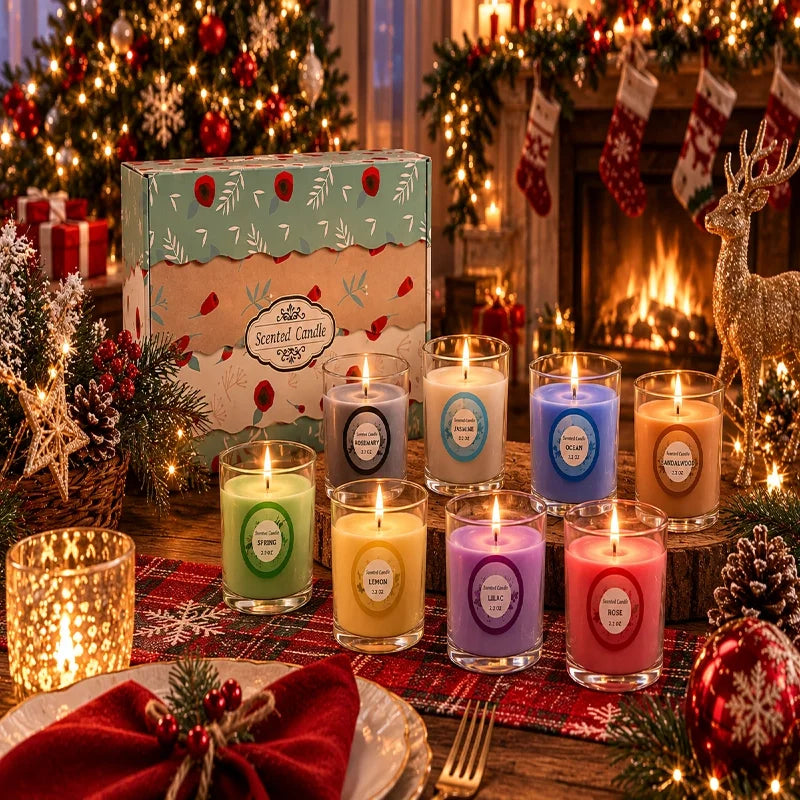 20 Packs of Scented Candles (6.6cm*4.83cm), with 10 Kinds of fragrant Scents, Soy Wax Glass Jar Candles, Strong-Scented Candles, Suitable for Ladies' Birthdays, President's Day, Easter, Mother's Day, Etc.