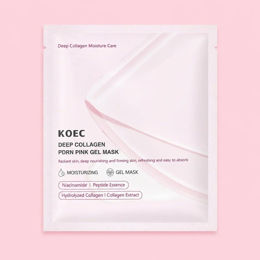 US Local KOEC PDRN Pink Collagen Gel Face Mask, Deep Hydration Facial Mask, 4 Pieces, Moisturizing Skin Care, Overnight Face Care, Collagen Gel Skin Mask