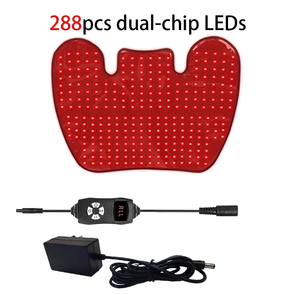 Red Light Therapy Shawl for Neck Shoulder Back Pain Relief 288 LEDs 660nm Red Light 850nm Near Infrared Light Therapy Device Wearable Wrap with Heating Function 5 Levels Energy Adjustment Timer Modes for Muscle Recovery Joint