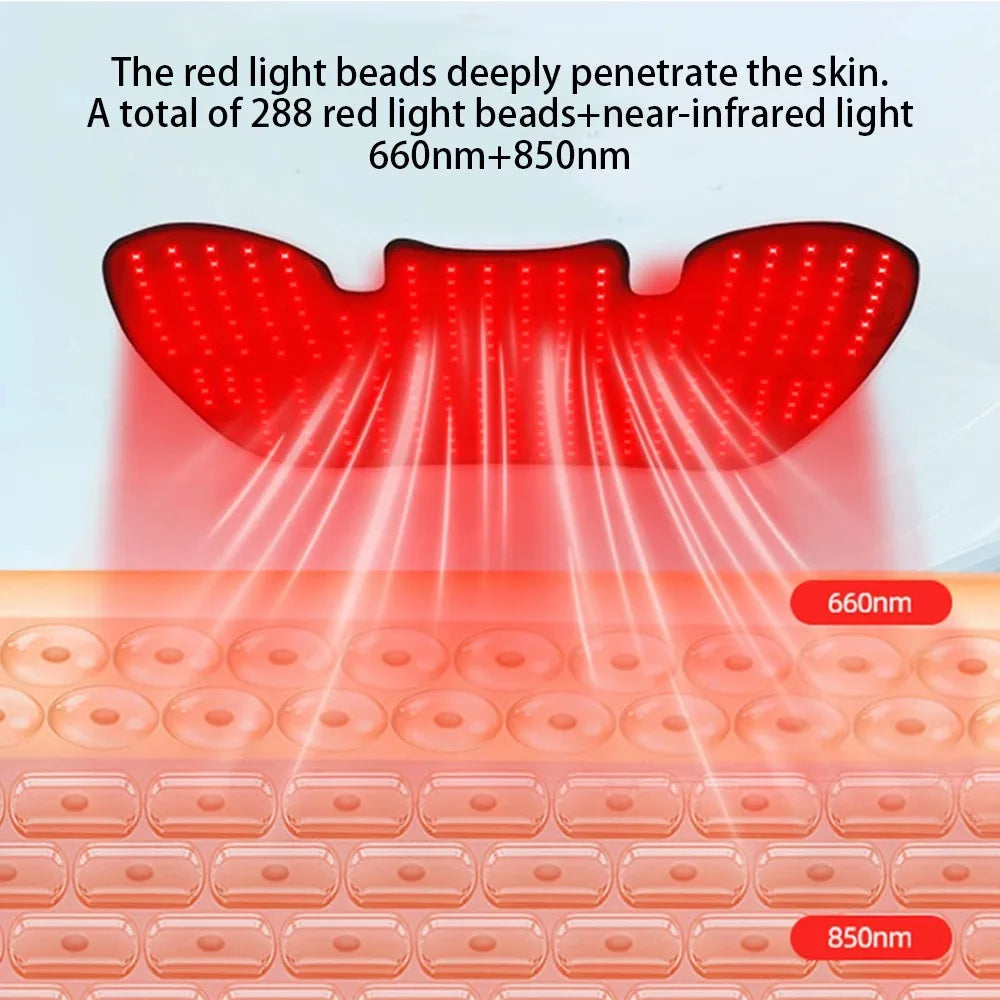 Red Light Therapy Shawl for Neck Shoulder Back Pain Relief 288 LEDs 660nm Red Light 850nm Near Infrared Light Therapy Device Wearable Wrap with Heating Function 5 Levels Energy Adjustment Timer Modes for Muscle Recovery Joint