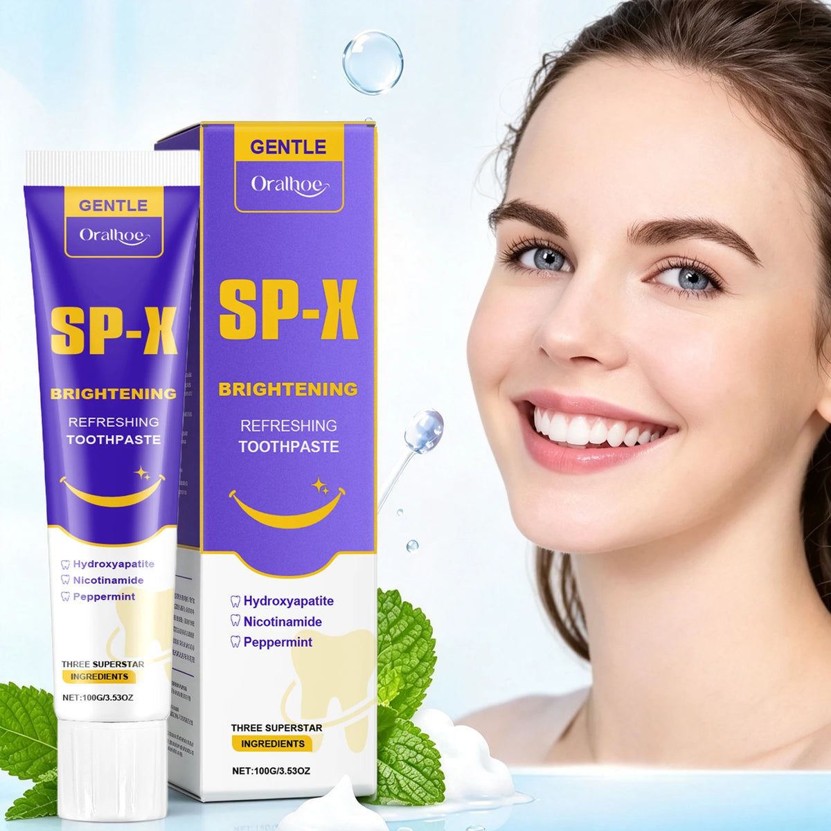 Hydroxyapatite Teeth Brightening Toothpaste Mint Charcoal Niacinamide Fresh Clean Removes Plaque Reduces Deposits Keeps Teeth Bright Refreshing Oral Care