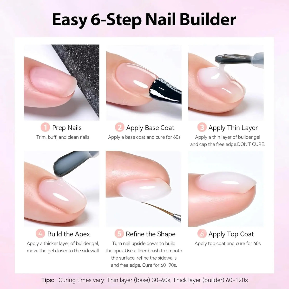 Makartt Builder Gel Milky White 8 In 1 Hard Gel Polish Nail Thickening Nude Strengthener Light Color Extension UV Gels Nail Art