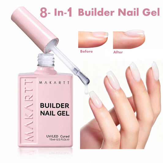 Makartt Builder Gel Milky White 8 In 1 Hard Gel Polish Nail Thickening Nude Strengthener Light Color Extension UV Gels Nail Art