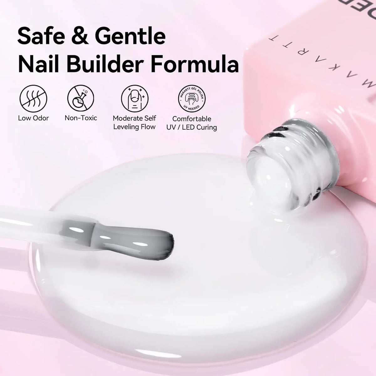 Makartt Builder Gel Milky White 8 In 1 Hard Gel Polish Nail Thickening Nude Strengthener Light Color Extension UV Gels Nail Art