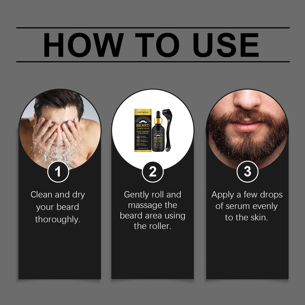 60ML Beard Growth Serum Gentle Cleaning Dirts Nourishing Revitalise Strengthening Hair Volumizing Smoothing Bread Growing Serum