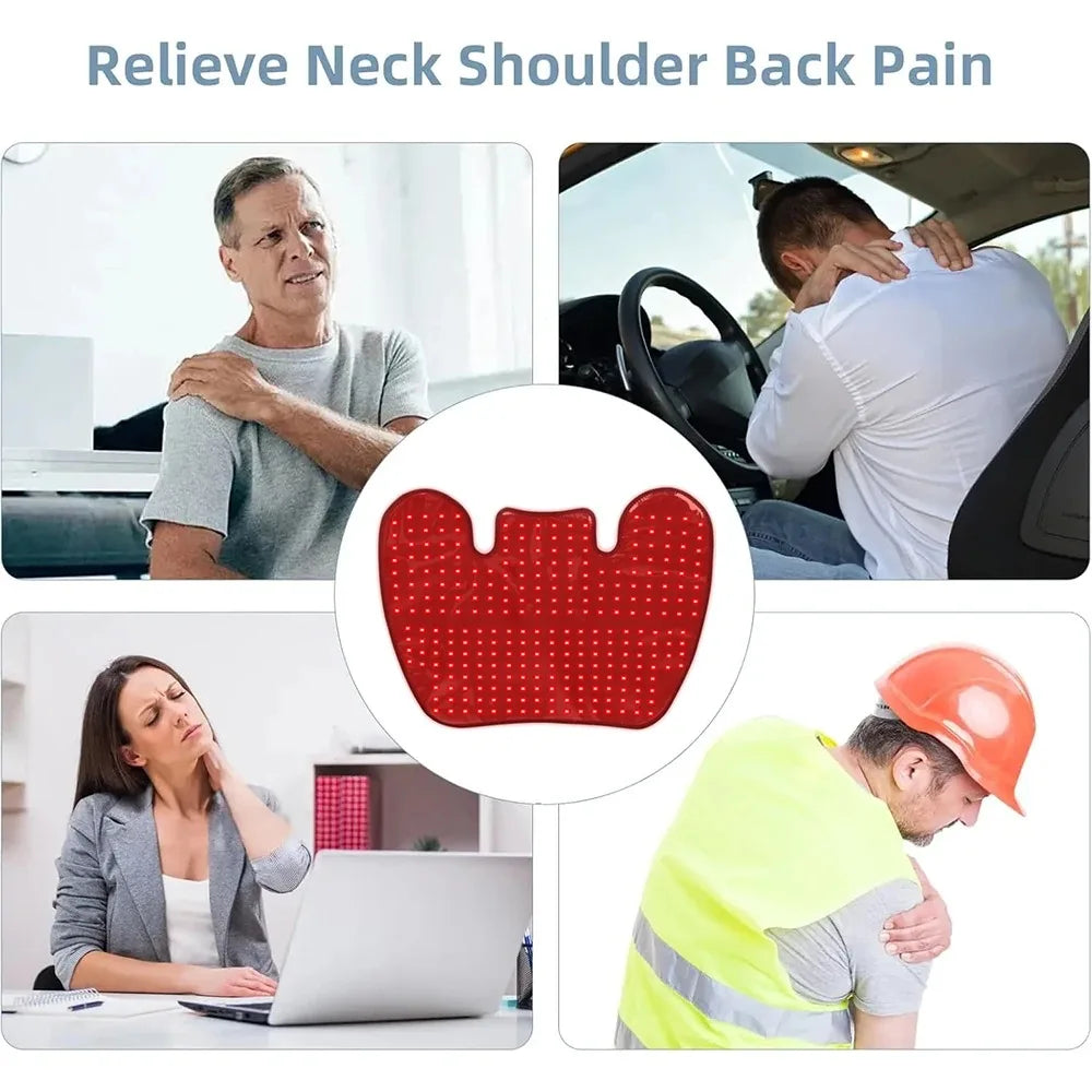 Red Light Therapy Shawl for Neck Shoulder Back Pain Relief 288 LEDs 660nm Red Light 850nm Near Infrared Light Therapy Device Wearable Wrap with Heating Function 5 Levels Energy Adjustment Timer Modes for Muscle Recovery Joint