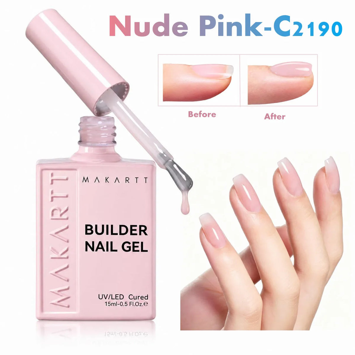 Makartt Builder Gel Milky White 8 In 1 Hard Gel Polish Nail Thickening Nude Strengthener Light Color Extension UV Gels Nail Art