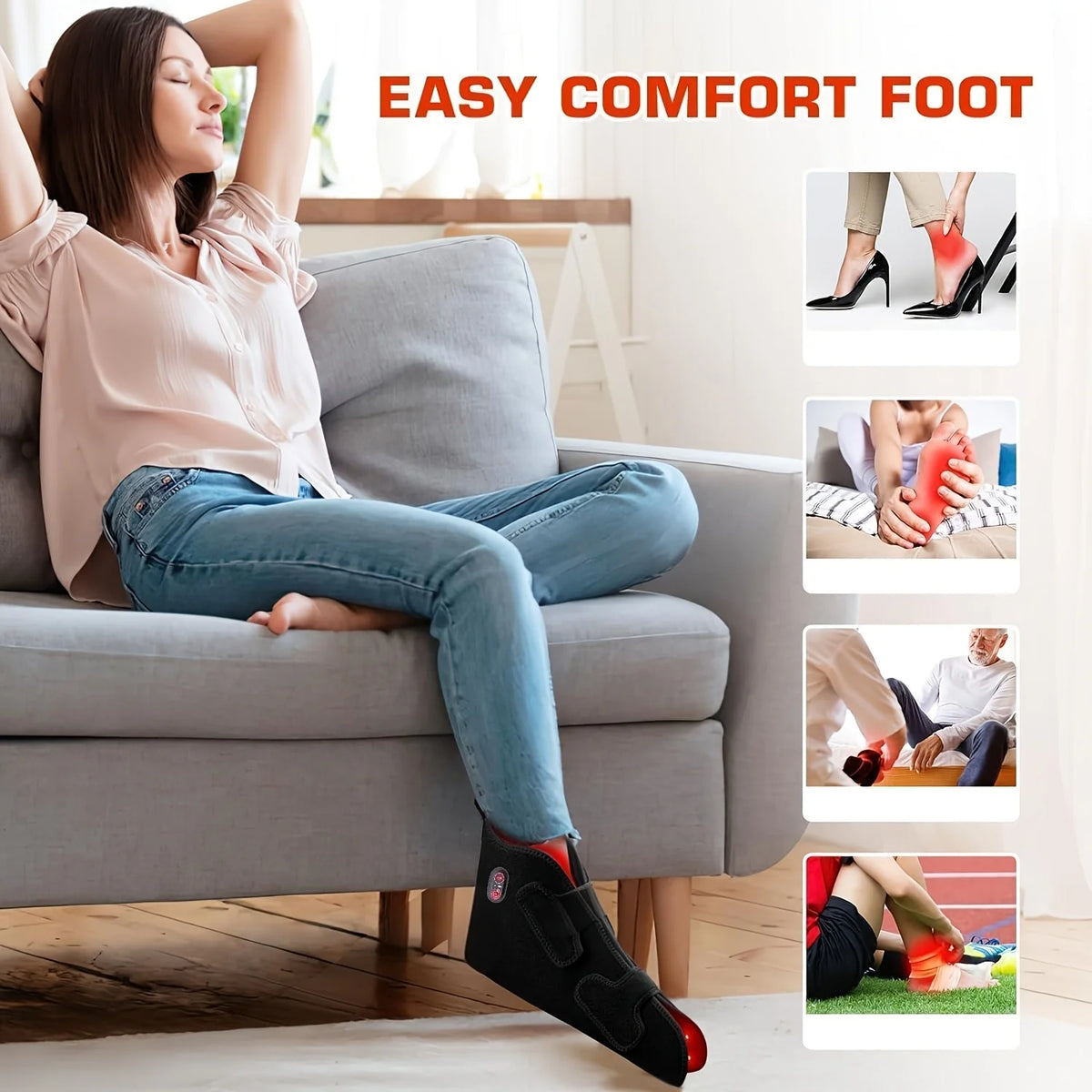 Red Light Therapy Foot Wrap with 660nm Red Light 850nm Near Infrared Light Ankle Brace Heating Therapy Device for Foot Care Muscle Recovery Sports Relaxation Portable Foot Massager Support for Plantar Comfort Joint Wellness H