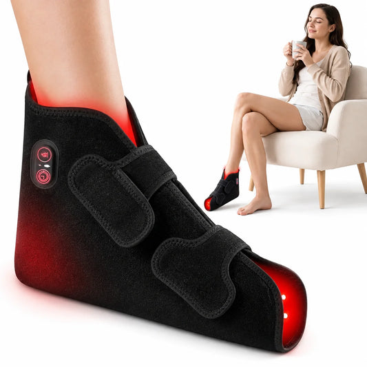 Red Light Therapy Foot Wrap with 660nm Red Light 850nm Near Infrared Light Ankle Brace Heating Therapy Device for Foot Care Muscle Recovery Sports Relaxation Portable Foot Massager Support for Plantar Comfort Joint Wellness H