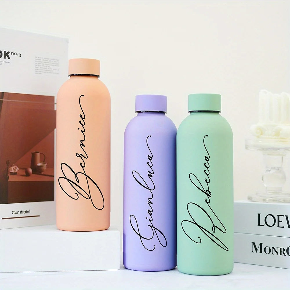 Customized Handwritten Name Stainless Steel Thermos, Matte Water Bottle, Bridesmaid Team Keepsake Gift for Friends.Christmas