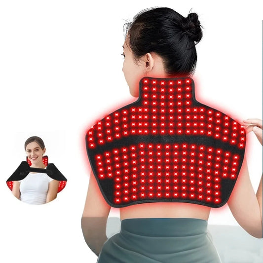 Red Light Therapy Shawl for Neck Shoulder Back Pain Relief 288 LEDs 660nm Red Light 850nm Near Infrared Light Therapy Device Wearable Wrap with Heating Function 5 Levels Energy Adjustment Timer Modes for Muscle Recovery Joint
