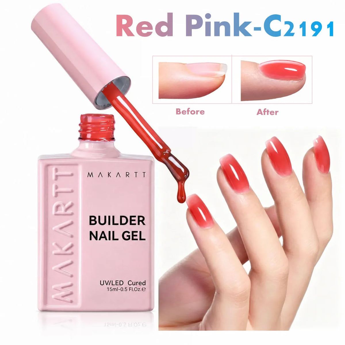 Makartt Builder Gel Milky White 8 In 1 Hard Gel Polish Nail Thickening Nude Strengthener Light Color Extension UV Gels Nail Art