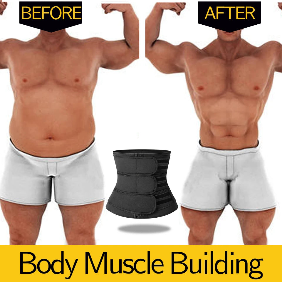 Men Waist Trainer Slimming Body Shaper Fitness Belt Weight Loss Fat Burning Sport Girdle Sweat Trimmer Workout Cincher Shapewear