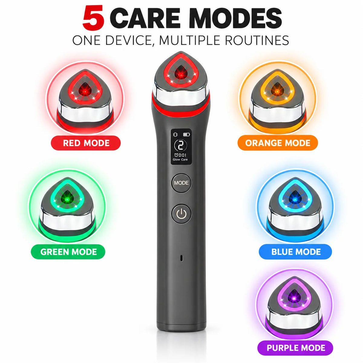 1Pc5 Modes RF Facial Beauty Device, Electronic Facial Bauty Device With 5-Color Light, Portable Face Skin Massage Tool For Travel Home Use