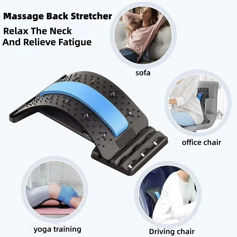Back Muscle Relax Stretch Equipment, Spine Relaxing Massage Cushion, Lower Back Waist Support Stretcher, Lumbar Pain Relief