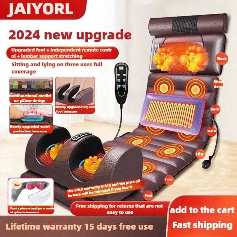 Electric Full Body Massage Mattress With Heating Hand Control Shoulder Neck Waist Airbag Back Kneading Vibration Massage Cushion