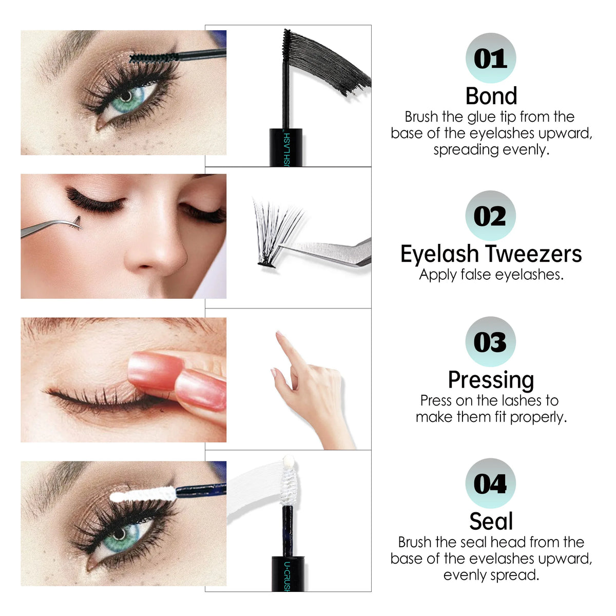 DIY Lashes Extension Kit 280 PCS 8-16mm Lash Clusters False Eyelashes and Eyelashes Makeup Tools Bond and Seal & Remover