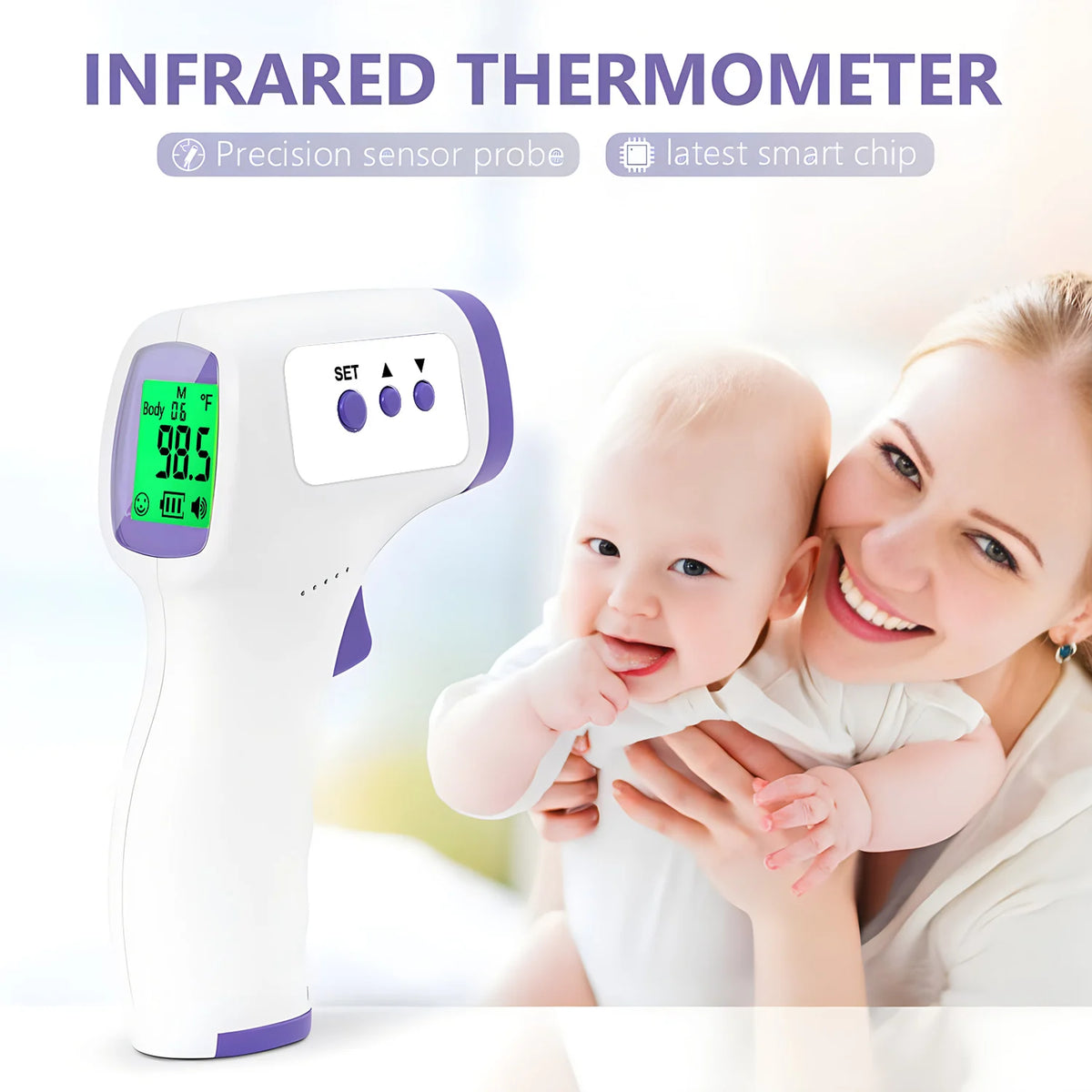 Non-Contact Forehead Thermometer & 3.0MHz Fetal Doppler Baby Heart Rate Detector Pregnant Ultrasonic Baby Heartbeat Monitor