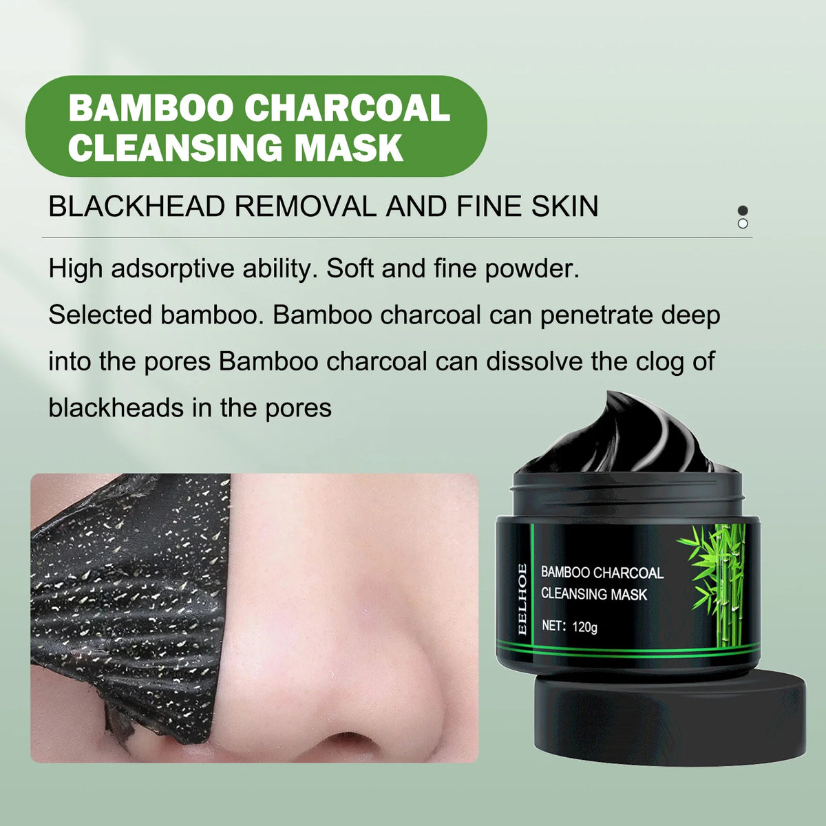 Bamboo Charcoal Facial Blackhead Remover Mask Deep Cleansing Shrink Pore Nose Black Dots Peel off Remove Stickers Skin Care