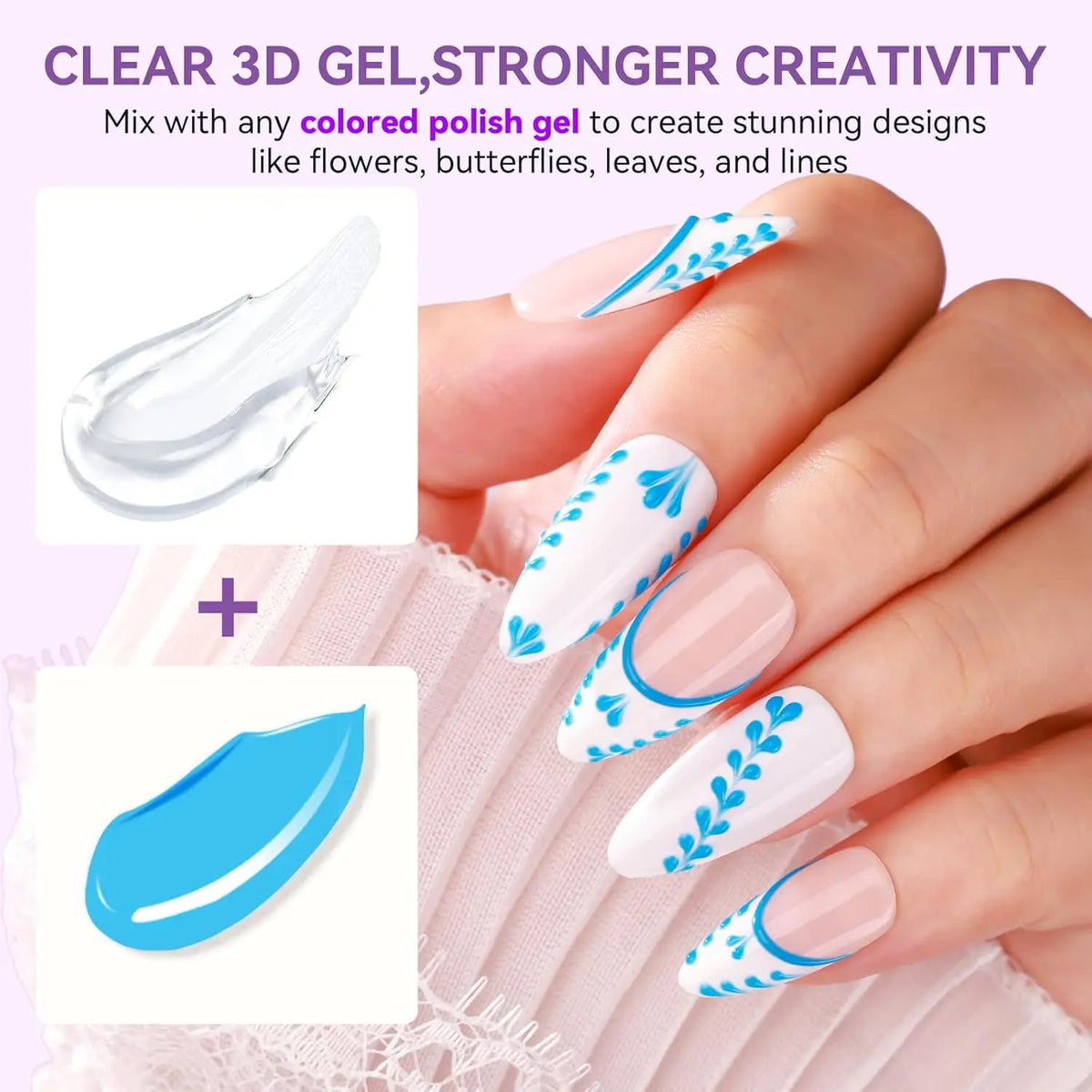 Makartt 3D Nail Gel Clear 3D Painting Gels for Nails Art, Mixable with Chrome Powder and Polish, No Wipe UV Gel for Sculpting