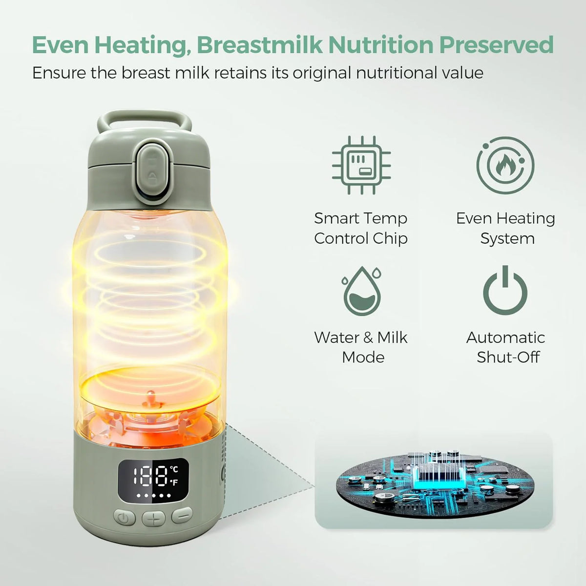 USB Rechargeable Heated Water Bottle 500ml Digital Display 55℃ Constant Temperature Large Battery Portable Cup for Travel Picnic Baby Milk Warming