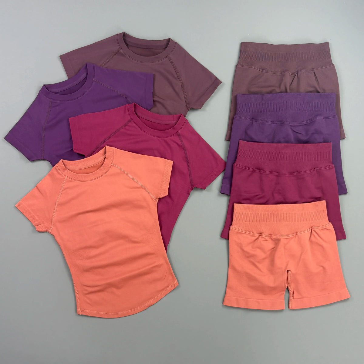HISTELLO Impact Shorts Set 2 Pieces Women Soprts Short Sleeve Top Seamless Yoga Leggings Fitness Sets Running Workout Gym Suit