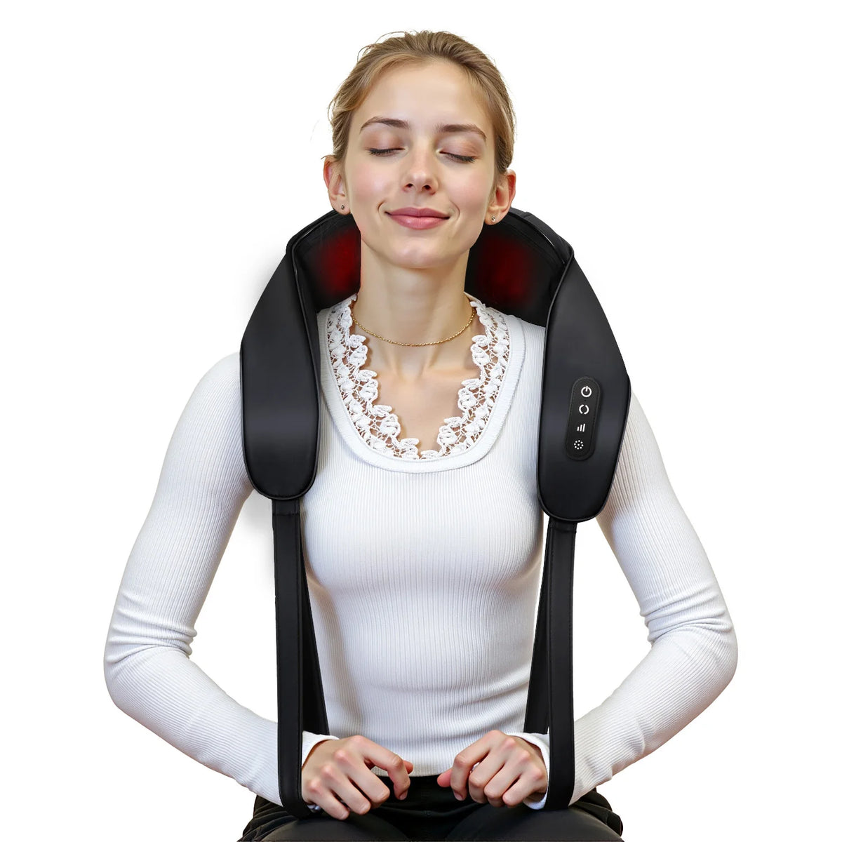 Leercon Shiatsu Neck and Back Massager,Back Massager for Fatigue Relief Deep Tissue,Neck and Shoulder Massager with Heat,Wireless Electric