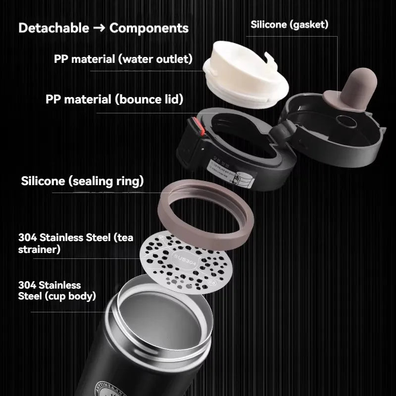 Double-Walled Stainless Steel Thermos 380/510ML Insulated Travel Flask for Hot & Cold Drinks Outdoors