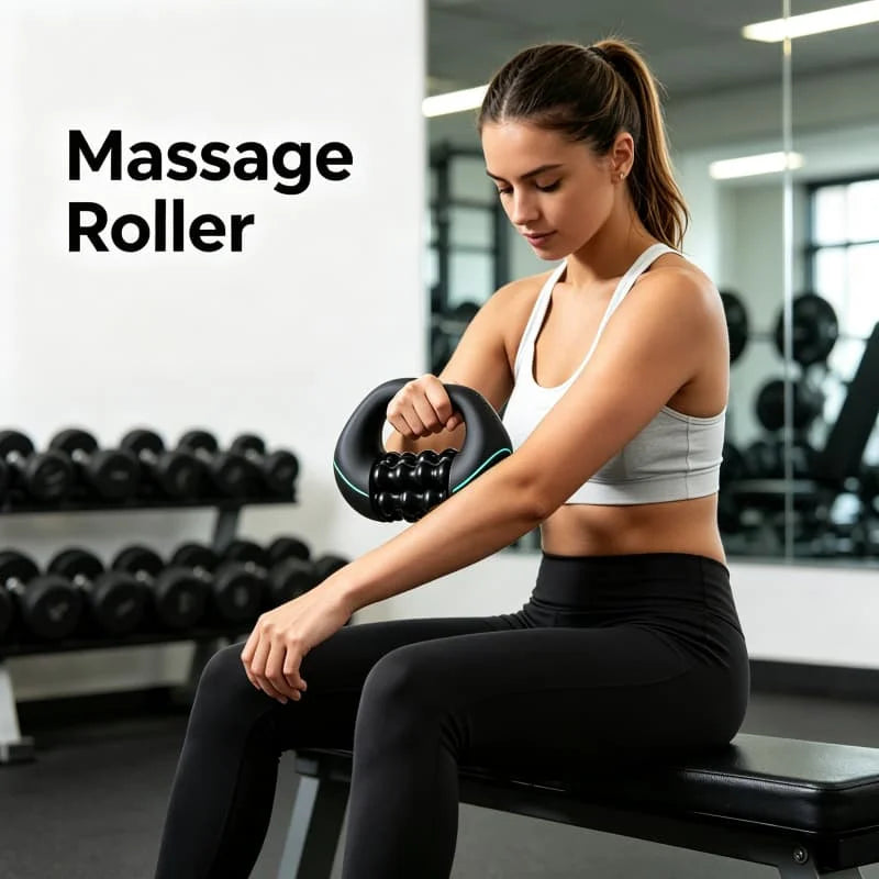 Electric Roller Massager Stick Handheld Deep Tissue Massage Device, Cordless Rechargeable 3‑Speed Adjustable Massager for Sore Muscle & Tension Relief, Post‑Workout Recovery for Back, Shoulder, Leg & Full‑Body, Home Off
