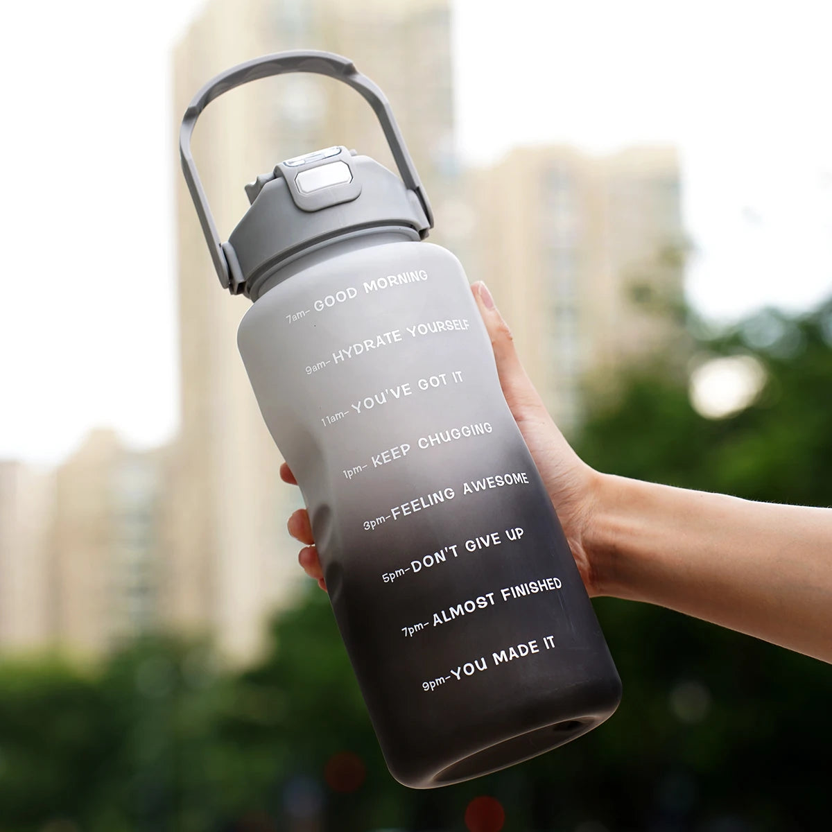2L Large Capacity Sports Water Bottle with Straw Leak-Proof Plastic Cup for Running Fitness Birthday Holiday Gift