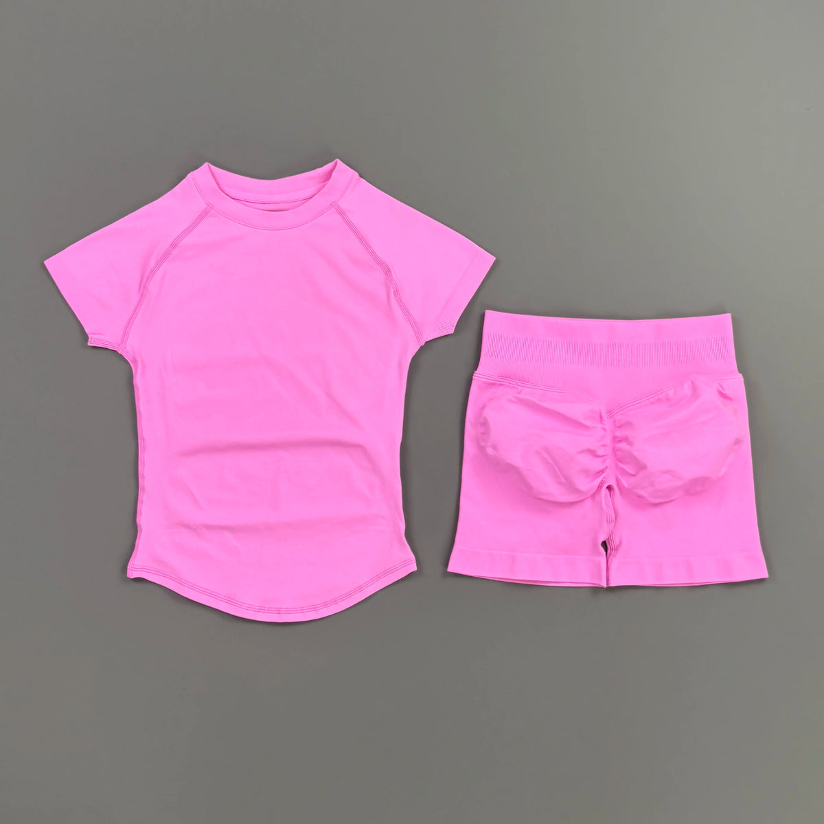 HISTELLO Impact Shorts Set 2 Pieces Women Soprts Short Sleeve Top Seamless Yoga Leggings Fitness Sets Running Workout Gym Suit
