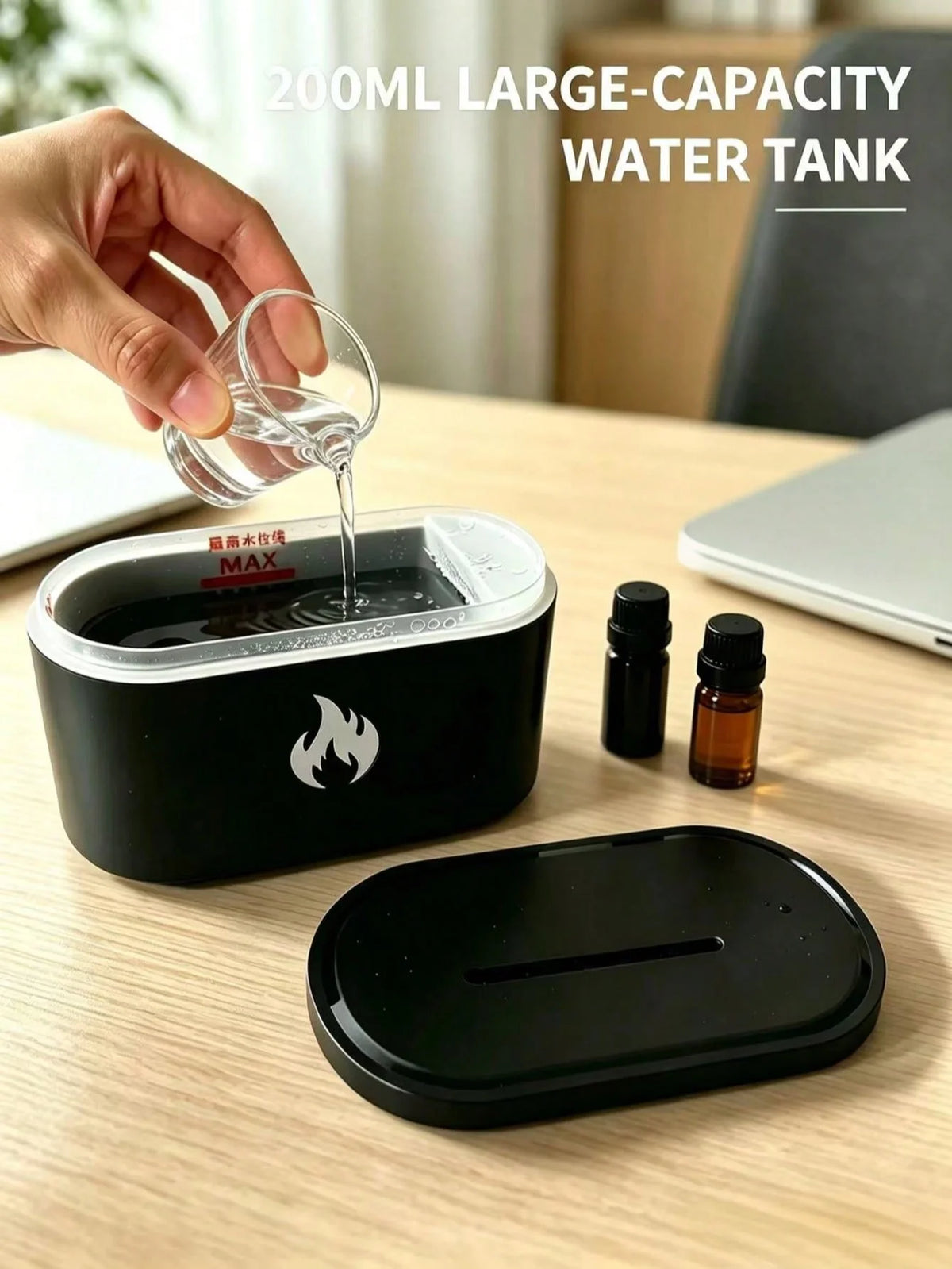Small USB Aromatherapy Humidifier Essential Oil Aroma Diffuser Led Night Light 7-Color Ambient Light Ultrasonic Silent Space Fragrance Atomizer 200ml Water Tank Bedroom Home Office Holiday Gift