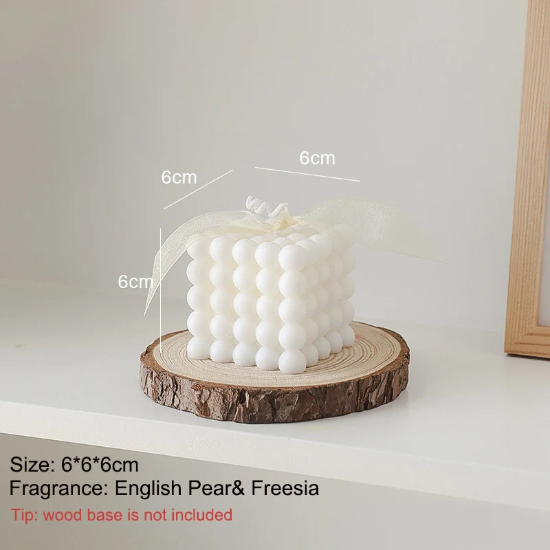 Rubik's Cube Scented Aromatic Candles Soy Wax Candles White English Pear & Freesia Aromatherapy Candle Wedding Home Decoration