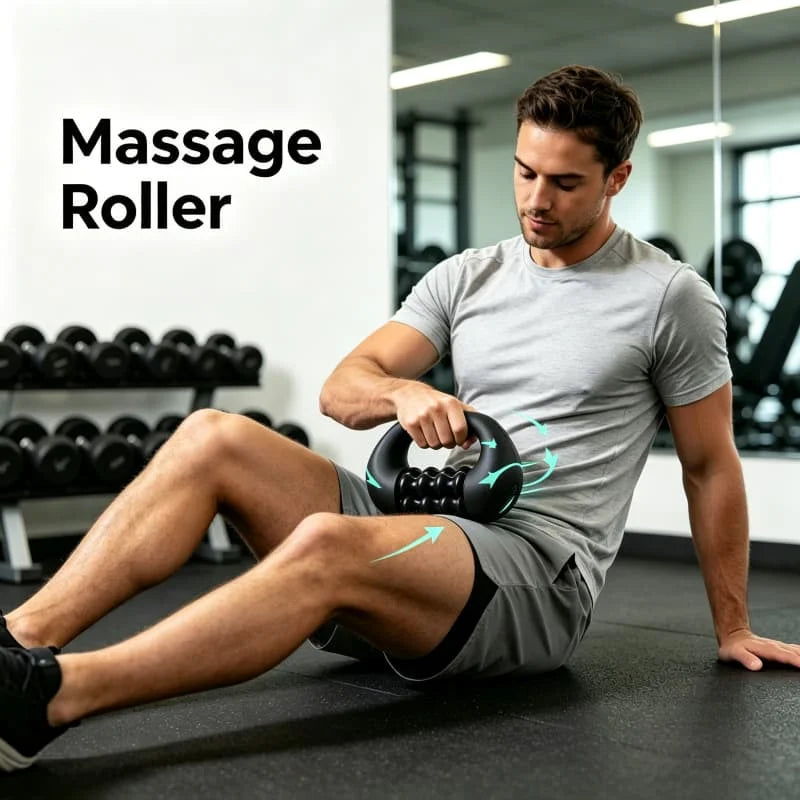 Electric Roller Massager Stick Handheld Deep Tissue Massage Device, Cordless Rechargeable 3‑Speed Adjustable Massager for Sore Muscle & Tension Relief, Post‑Workout Recovery for Back, Shoulder, Leg & Full‑Body, Home Off