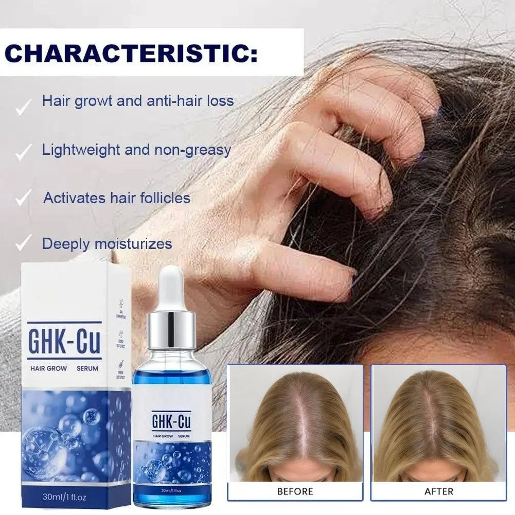 GHK-Cu Copper Peptide Hair Growth Serum – Anti Hair Loss Regrowth Treatment, Root Strengthen Scalp Moisturizer Hair Oil