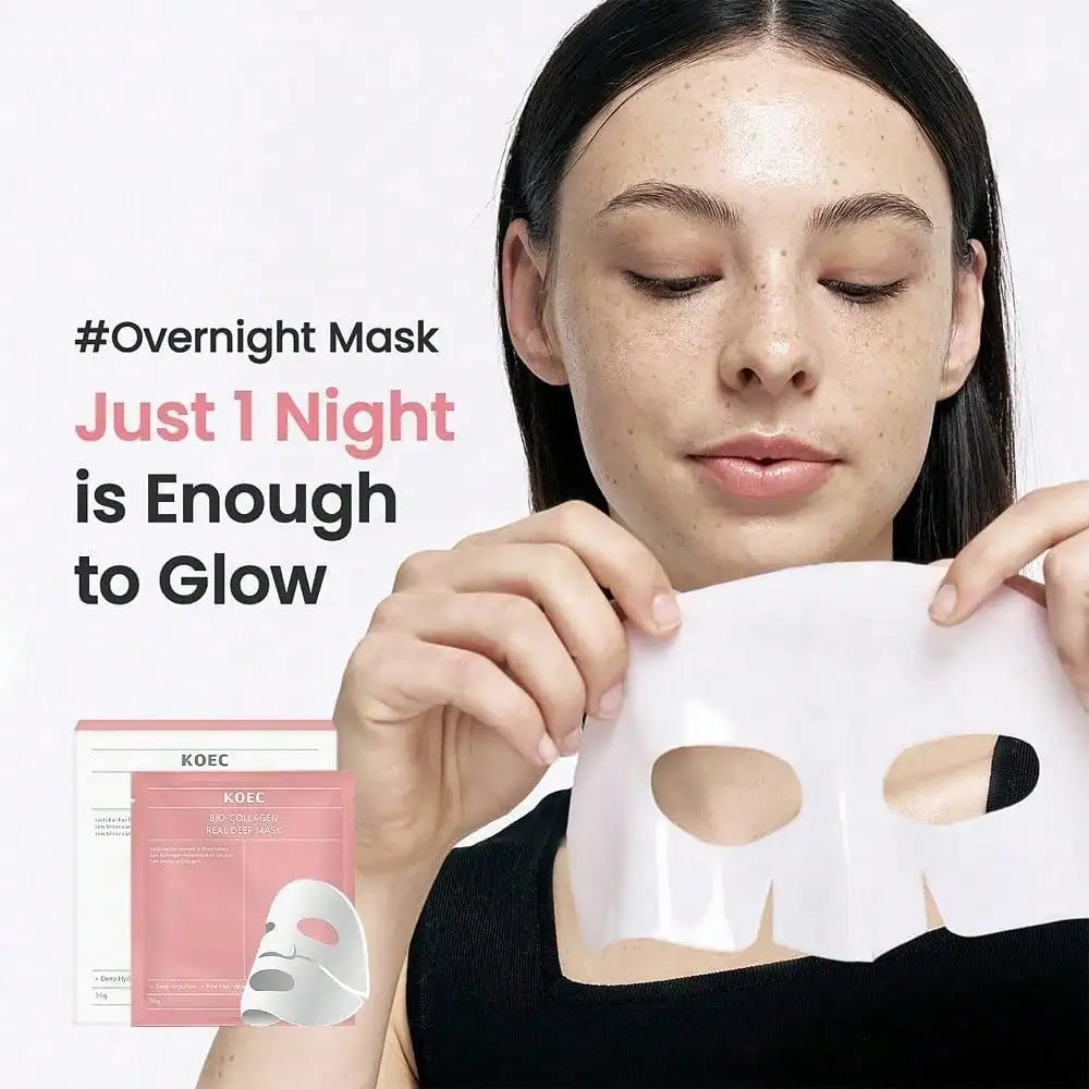 Collagen Real Deep Mask, Hydrating Overnight Hydrogel Mask, Relieve Wind-Caused Dry Skin, Improve Skin Plumpness & Tighten Pores