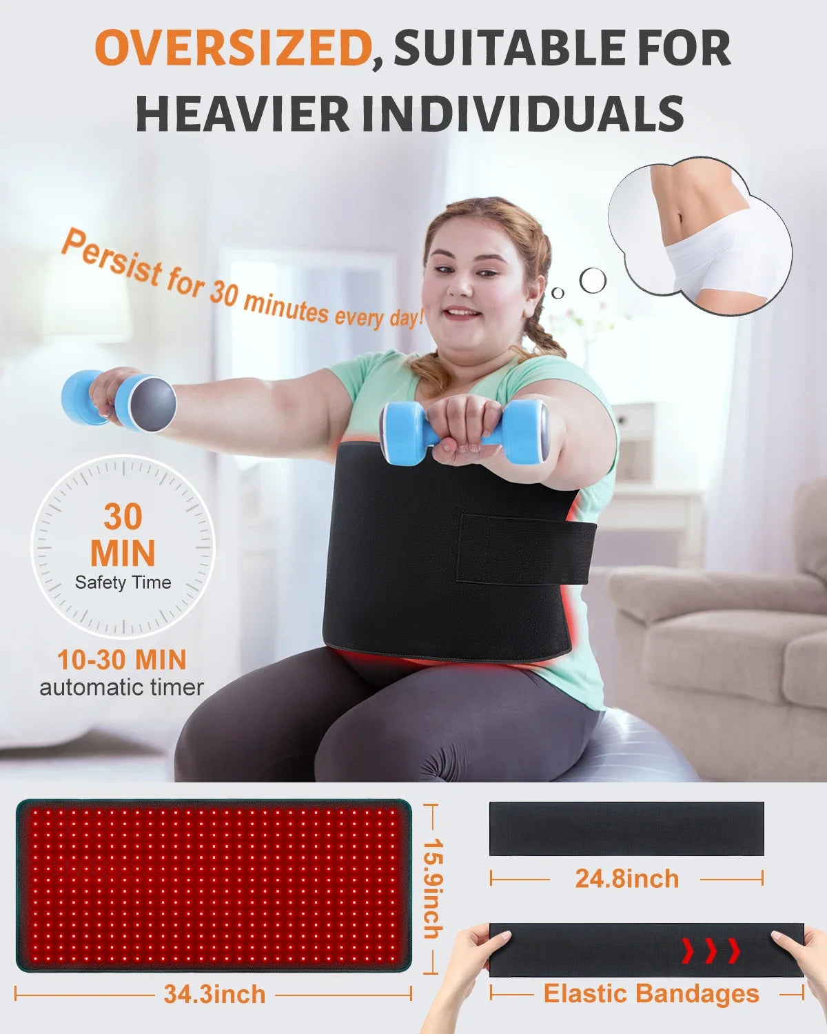 406 LEDs Red Light Therapy Heating Mat Larger Pad 660nm for Waist Back Shoulder Muscle Pain Yoga Mat Relief Relax Infrared Light 850nm