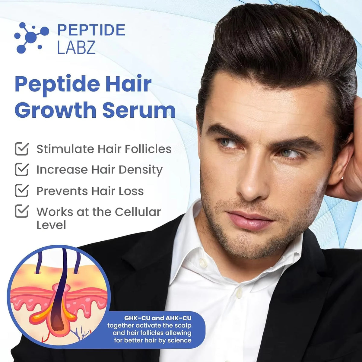 GHK-Cu Copper Peptide Hair Growth Serum – Anti Hair Loss Regrowth Treatment, Root Strengthen Scalp Moisturizer Hair Oil
