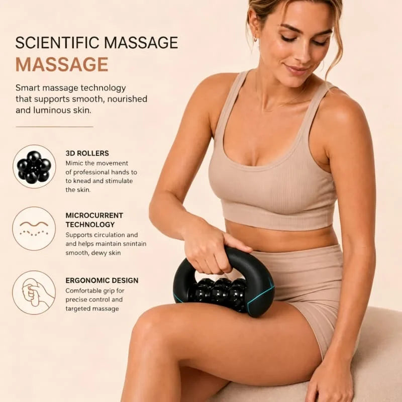 Electric Roller Massager Stick Handheld Deep Tissue Massage Device, Cordless Rechargeable 3‑Speed Adjustable Massager for Sore Muscle & Tension Relief, Post‑Workout Recovery for Back, Shoulder, Leg & Full‑Body, Home Off