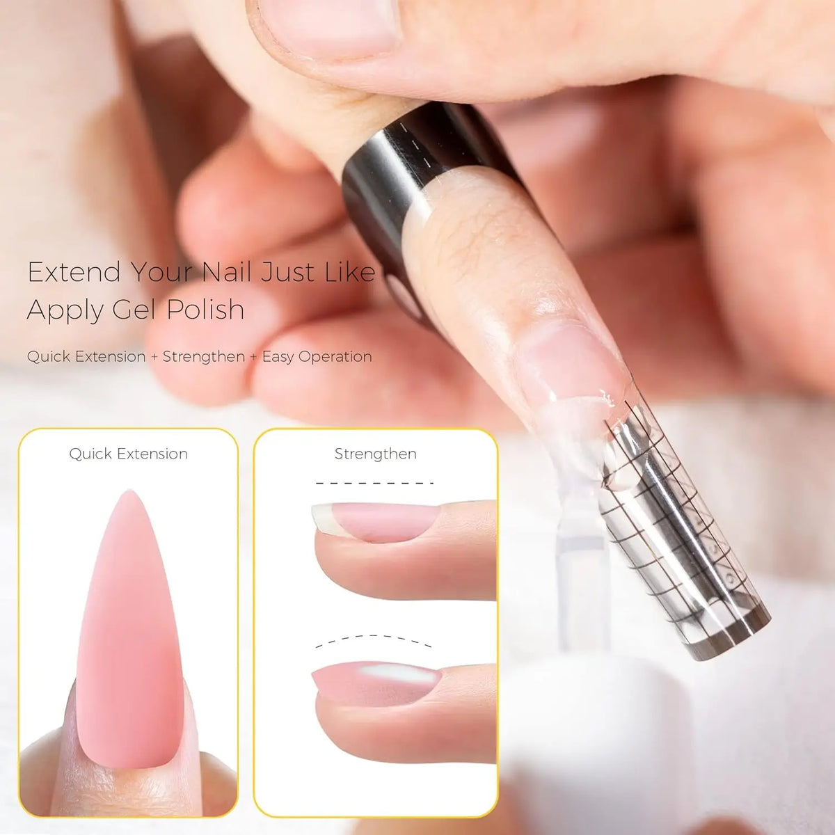 Makartt 5-in-1 Builder Gels Nail Gel Extension Nail Strengthen & Nail Repair Base Coat Nail Polish Soak Off  UV/LED Lamp Needed