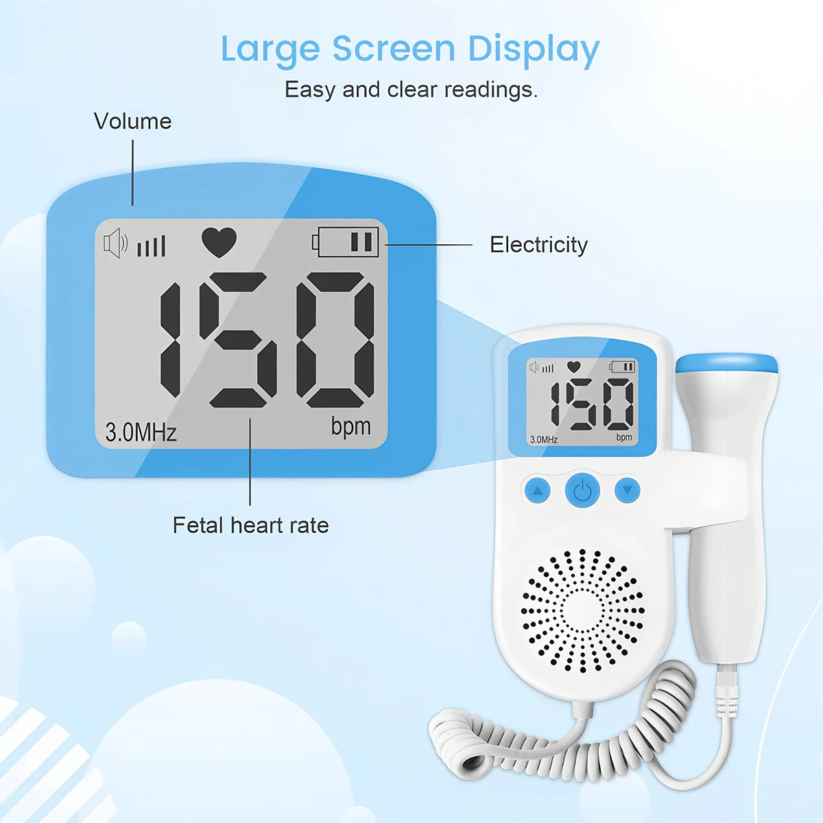 Non-Contact Forehead Thermometer & 3.0MHz Fetal Doppler Baby Heart Rate Detector Pregnant Ultrasonic Baby Heartbeat Monitor