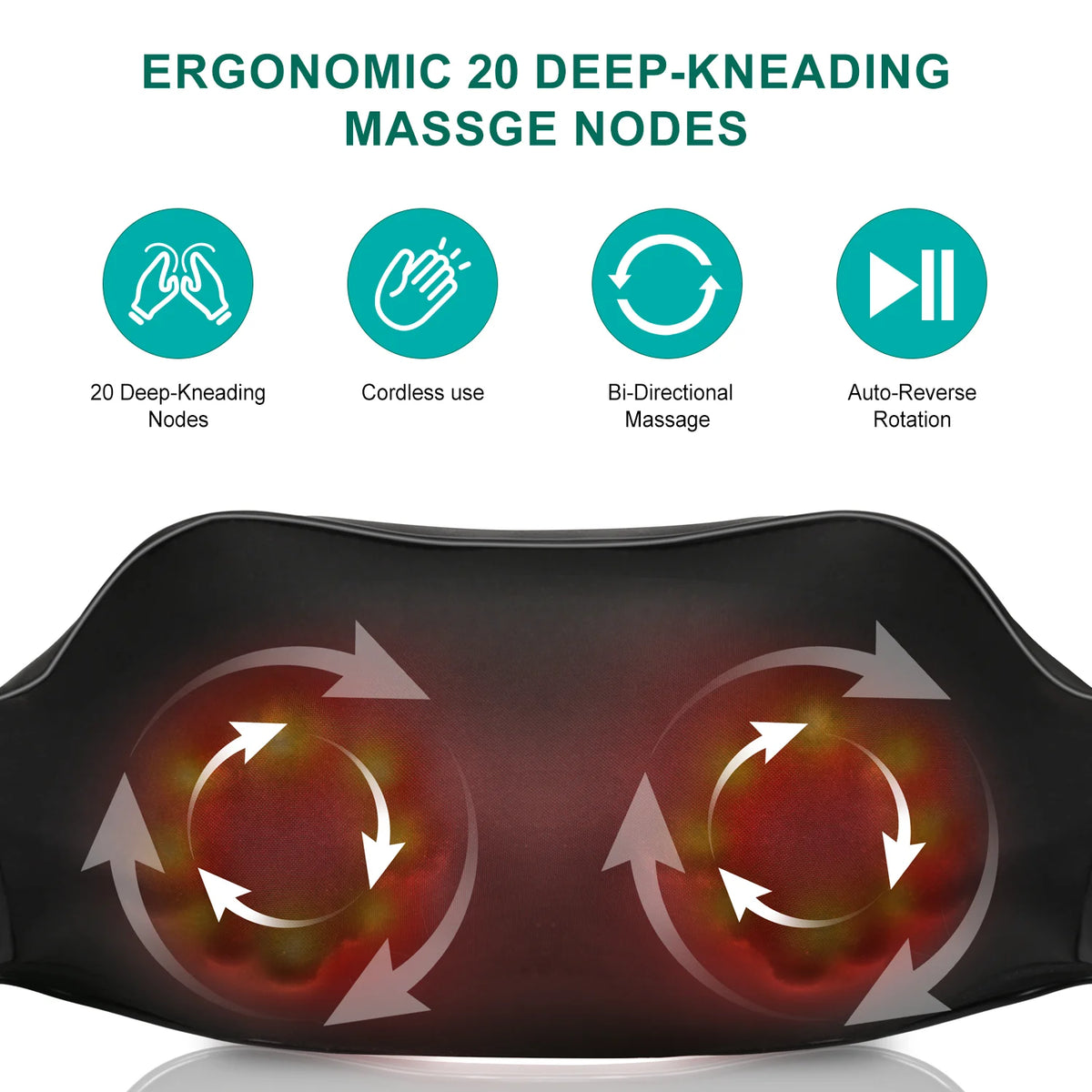 Leercon Shiatsu Neck and Back Massager,Back Massager for Fatigue Relief Deep Tissue,Neck and Shoulder Massager with Heat,Wireless Electric