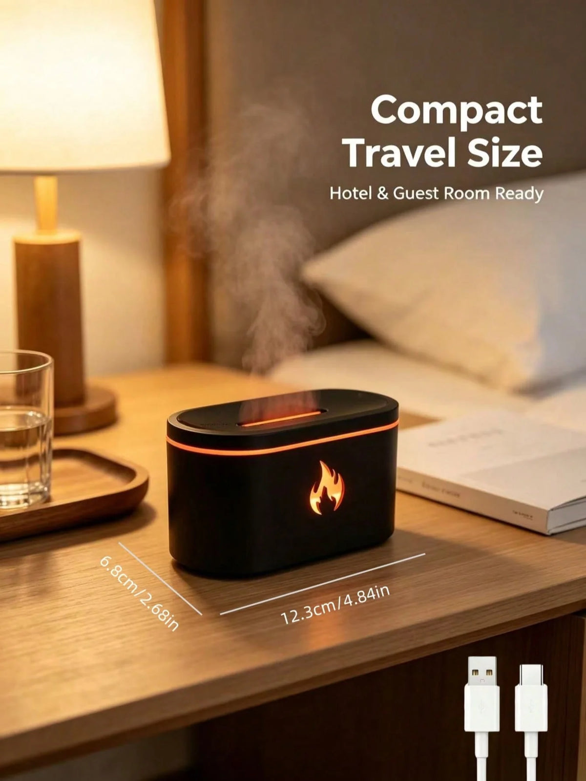 Small USB Aromatherapy Humidifier Essential Oil Aroma Diffuser Led Night Light 7-Color Ambient Light Ultrasonic Silent Space Fragrance Atomizer 200ml Water Tank Bedroom Home Office Holiday Gift