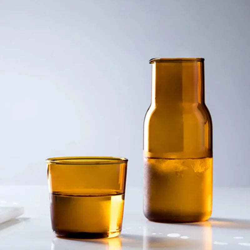 500ml Glass Teacup Set Simple Heat-Resistant Drinking Juice Cup with Tea Pitcher Water Bottle Drinkware Blue Color