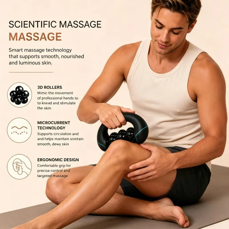 Electric Roller Massager Stick Handheld Deep Tissue Massage Device, Cordless Rechargeable 3‑Speed Adjustable Massager for Sore Muscle & Tension Relief, Post‑Workout Recovery for Back, Shoulder, Leg & Full‑Body, Home Off
