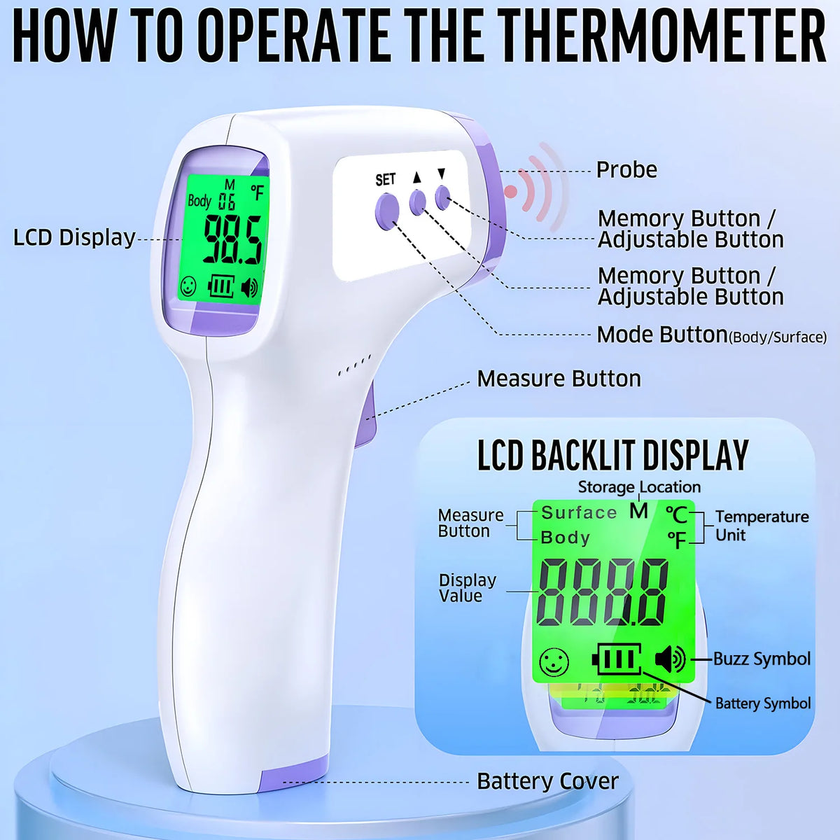Non-Contact Forehead Thermometer & 3.0MHz Fetal Doppler Baby Heart Rate Detector Pregnant Ultrasonic Baby Heartbeat Monitor