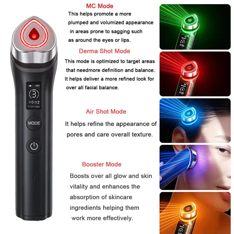 1Pc5 Modes RF Facial Beauty Device, Electronic Facial Bauty Device With 5-Color Light, Portable Face Skin Massage Tool For Travel Home Use