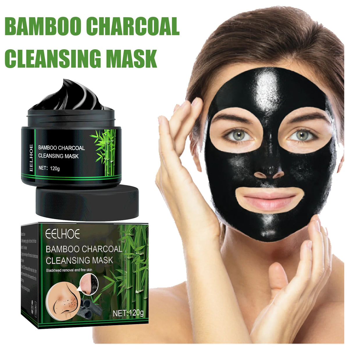 Bamboo Charcoal Facial Blackhead Remover Mask Deep Cleansing Shrink Pore Nose Black Dots Peel off Remove Stickers Skin Care